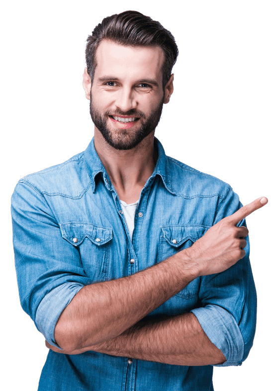 Smiling man inviting you to call Torres-Boren for your roof repair